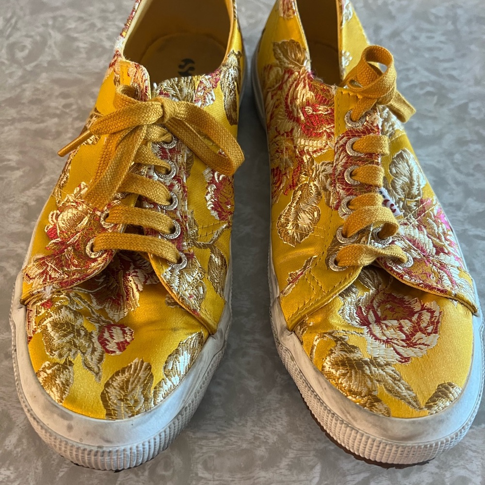Superga Floral Yellow Women's Sneakers